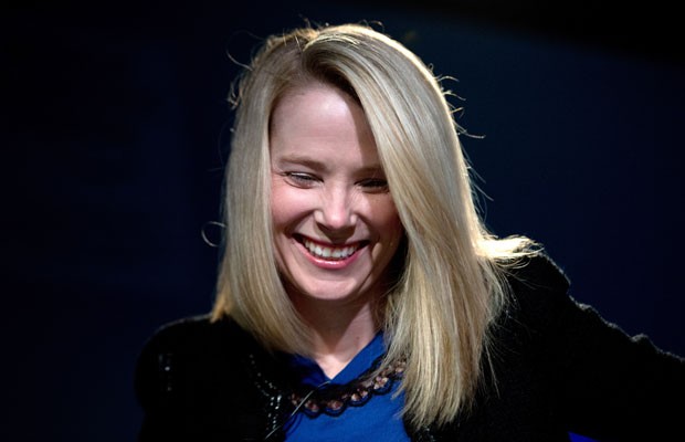 Marissa Mayer, presidente-executiva do Yahoo, sorri durante entrevista no Fórum Econômico Mundial em Davos (Foto: Johannes Eisele/AFP)