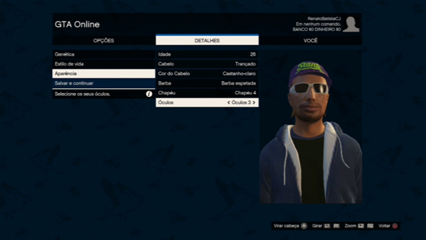 É possível personalizar seu personagem em GTA Online (Foto: Reprodução / TechTudo)