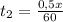 t_2=\frac{0,5x}{60}